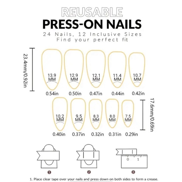 Metal Sense Press-On Nails Y2K Emo Silvery Almond Jelly Glue And Files (24pcs) - Picture 4 of 5